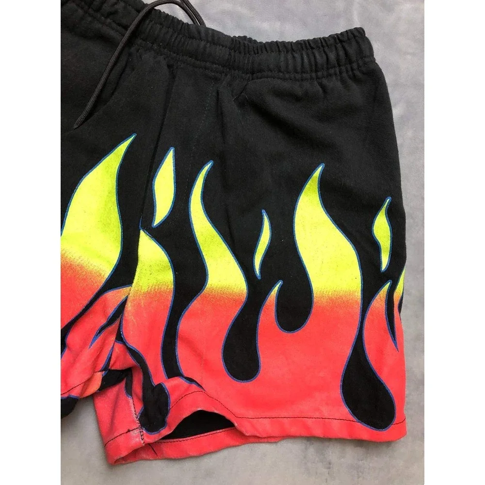 Gallery Dept Flame Sweat Shorts Black Neon‎ Fire Graphic Size S